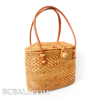 exotic hand woven rattan handbag ethnic design from bali